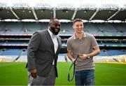 9 November 2024; Olympic gold medallist Rhys McClenaghan, with, MaCalus Hogan, MD, MBA during the UPMC Orthopaedic and Sports Medicine Conference at Croke Park in Dublin. Photo by David Fitzgerald/Sportsfile