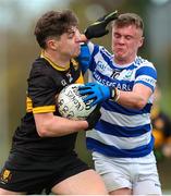 10 November 2024; Tom Doyle of Dr Crokes in action against Jamie O'Driscoll of Castlehaven during the AIB Munster GAA Senior Club Football Championship quarter-final match between Dr Crokes and Castlehaven at Lewis Road in Killarney, Kerry. Photo by Michael P Ryan/Sportsfile