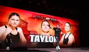 12 November 2024; Katie Taylor during an open workout session, held at Toyota Music Factory in Irving, Texas, USA, ahead of her undisputed super lightweight championship fight with Amanda Serrano, on November 15th at AT&T Stadium in Arlington Texas. Photo by Stephen McCarthy/Sportsfile