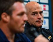 13 November 2024; Head coach Felipe Contepom, right, listens as captain Julián Montoya speaks to the press during an Argentina media conference at the Radisson Blu St. Helen's Hotel in Dublin. Photo by Ray McManus/Sportsfile