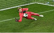 14 November 2024; Republic of Ireland goalkeeper Caoimhin Kelleher saves a penalty from Joel Pohjanpalo of Finland, not pictured, during the UEFA Nations League B Group 2 match between Republic of Ireland and Finland at the Aviva Stadium in Dublin. Photo by Piaras Ó Mídheach/Sportsfile