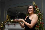 15 November 2024; Hannah Looney of Cork is presented with the GWA Camogie Personality of the Year award at the Gaelic Writers’ Awards, supported by Dalata Hotel Group, at the Iveagh Garden Hotel in Dublin. Photo by Matt Browne/Sportsfile