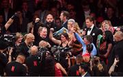 15 November 2024; Katie Taylor celebrates her victory over Amanda Serrano following their undisputed super lightweight championship fight at AT&T Stadium in Arlington, Texas, USA. Photo by Stephen McCarthy/Sportsfile