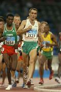 25 August 2004; Ireland's Mark Carroll (2127) leads the field during his heat of the Men's 5000m in which he failed to qualify for the final. Olympic Stadium. Games of the XXVIII Olympiad, Athens Summer Olympics Games 2004, Athens, Greece. Picture credit; Brendan Moran / SPORTSFILE
