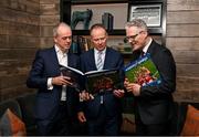 18 November 2024; Uachtarán Chumann Lúthchleas Gael Jarlath Burns with Forvis Mazars Managing Partner Tom O’Brien, left, and GAA Director of Communications Alan Milton at the launch of A Season of Sundays 2024 at The Croke Park Hotel in Dublin. Photo by David Fitzgerald/Sportsfile