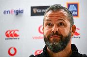 21 November 2024; Ireland head coach Andy Farrell speaks to the press during an Ireland Rugby media conference at the Aviva Stadium in Dublin. Photo by Shauna Clinton/Sportsfile