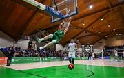 21 November 2024; Neal Quinn of Ireland scores a dunk during the FIBA Basketball World Cup 2027 European Pre-Qualifiers first round match between Ireland and Azerbaijan at the National Basketball Arena in Tallaght, Dublin. Photo by Tyler Miller/Sportsfile