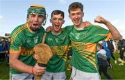 24 November 2024; Kilcormac-Killoughey players, from left, Jack Screeney, Brecon Kavanagh and Leigh Kavanagh of Kilcormac-Killoughey after their side's victory in the AIB Leinster GAA Senior Club Hurling Championship semi-final match between Castletown Geoghegan and Kilcormac-Killoughey at TEG Cusack Park in Mullingar, Westmeath. Photo by Tom Beary/Sportsfile