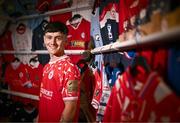 26 November 2024; Shelbourne FC’s new signing Ryan O’Kane poses for a portrait at Tolka Park in Dublin. Photo by Ben McShane/Sportsfile