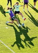 26 November 2024; Kyra Carusa, left, and Katie McCabe during a Republic of Ireland women training session at the FAI National Training Centre in Abbotstown, Dublin. Photo by Stephen McCarthy/Sportsfile