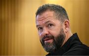 28 November 2024; Head coach Andy Farrell during an Ireland Rugby media conference at the Aviva Stadium in Dublin. Photo by Seb Daly/Sportsfile