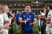 29 November 2024; Leinster captain Jack Conan leads his side from the pitch after their side's victory in the United Rugby Championship match between Ulster and Leinster at Kingspan Stadium in Belfast. Photo by Seb Daly/Sportsfile