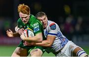 30 November 2024; Shane Jennings of Connacht is tackled by Cameron Hanekom of Vodacom Bulls during the United Rugby Championship match between Connacht and Vodacom Bulls at Dexcom Stadium in Galway. Photo by Tyler Miller/Sportsfile