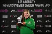 3 December 2024; Sorcha Melia of Shamrock Rovers is presented with her EA FC Sports League of Ireland Academy WU17 Player of the Year Award during the 2024 SSE Airtricity Women's Premier Division Awards at the Aviva Stadium in Dublin. Photo by Sam Barnes/Sportsfile