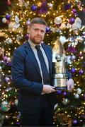 6 December 2024; Shelbourne manager Damien Duff with the SSE Airtricity/Soccer Writers Ireland 2024 Men's Personality of the Year Award during the SSE Airtricity/Soccer Writers Ireland Awards 2024 at Clontarf Castle in Dublin. Photo by Stephen McCarthy/Sportsfile