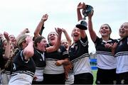 10 December 2024; Newbridge College players celebrate after their victory in the Bank of Ireland Girls' League Finals Day match between Newbridge College and Loreto Mullingar at Energia Park in Dublin. Photo by Shauna Clinton/Sportsfile