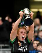 15 December 2024; The Clanmaurice captain Patrice Diggin lifts The Agnes O'Farrelly Cup after AIB All-Ireland Intermediate Camogie Club final match between Ahascragh Caltra and Clanmaurice at Croke Park in Dublin. Photo by Stephen Marken/Sportsfile