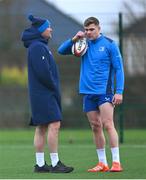 23 December 2024; Garry Ringrose, right, in conversation with Leinster senior coach Jacques Nienaber during a Leinster Rugby squad training session at UCD in Dublin. Photo by Shauna Clinton/Sportsfile