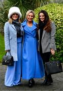 26 December 2024; Racegoers, from left, Avila Lipsett, Sarah Lipsett and Elaine Stenson from Dublin on day one of the Leopardstown Christmas Festival at Leopardstown Racecourse in Dublin. Photo by Shauna Clinton/Sportsfile