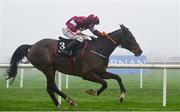 26 December 2024; Croke Park, with Sam Ewing up, crosses the finish line to win The Racing Post Long Distance Novice Steeplechase race on day one of the Leopardstown Christmas Festival at Leopardstown Racecourse in Dublin. Photo by Shauna Clinton/Sportsfile