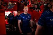 27 December 2024; Jamie Osborne of Leinster runs onto the pitch before the United Rugby Championship match between Munster and Leinster at Thomond Park in Limerick. Photo by Brendan Moran/Sportsfile