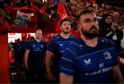 27 December 2024; Joe McCarthy of Leinster runs onto the pitch before the United Rugby Championship match between Munster and Leinster at Thomond Park in Limerick. Photo by Brendan Moran/Sportsfile