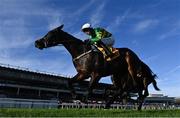 28 December 2024; Kaid D'authie, with Mark Walsh up, crosses the line to win the Savills Maiden Hurdle on day three of the Leopardstown Christmas Festival at Leopardstown Racecourse in Dublin. Photo by David Fitzgerald/Sportsfile