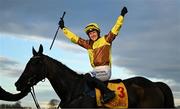 28 December 2024; Paul Townend celebrates on Galopin Des Champs after winning the Savills Steeplechase (Grade 1) 5-y-o plus on day three of the Leopardstown Christmas Festival at Leopardstown Racecourse in Dublin. Photo by David Fitzgerald/Sportsfile