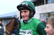 29 December 2024; Jockey Daryl Jacob makes his way to the parade ring before competing in his final race before retirement, the Neville Hotels Premier Handicap Hurdle, on Mr Percy on day four of the Leopardstown Christmas Festival at Leopardstown Racecourse in Dublin. Photo by Shauna Clinton/Sportsfile