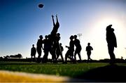 2 January 2025; North Midlands players practice their line-outs before the BearingPoint Shane Horgan Cup Round 3 match between South East and North Midlands at Shay Murtagh Park in Mullingar, Westmeath. Photo by Ben McShane/Sportsfile