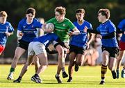 2 January 2025; Brendan Nolan of South East is tackled by Dan Downey of North Midlands during the BearingPoint Shane Horgan Cup Round 3 match between South East and North Midlands at Shay Murtagh Park in Mullingar, Westmeath. Photo by Ben McShane/Sportsfile