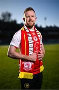 2 January 2025; St Patrick's Athletic new signing Sean Hoare stands for a portrait during his unveiling at Richmond Park in Dublin. Photo by David Fitzgerald/Sportsfile