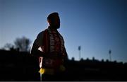 2 January 2025; St Patrick's Athletic new signing Sean Hoare stands for a portrait during his unveiling at Richmond Park in Dublin. Photo by David Fitzgerald/Sportsfile