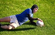 2 January 2025; Dan Downey of North Midlands scores a try during the BearingPoint Shane Horgan Cup Round 3 match between South East and North Midlands at Shay Murtagh Park in Mullingar, Westmeath. Photo by Ben McShane/Sportsfile