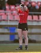 2 January 2025; Emma O'Rourke of North East reacts during the BearingPoint Sarah Robinson Cup Round 3 match between Midlands and North East at Shay Murtagh Park in Mullingar, Westmeath. Photo by Ben McShane/Sportsfile