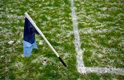 4 January 2025; A sideline flag is seen amongst icy pitch conditions before the AIB GAA Football All-Ireland Intermediate Club Championship semi-final match between Austin Stacks and Ballinderry at Parnell Park in Dublin. Photo by Ben McShane/Sportsfile