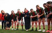 4 January 2025; The Clovers team huddle after their victory in the Celtic Challenge match between Clovers and Gwalia Lightning at Kingspan Stadium in Belfast. Photo by Ramsey Cardy/Sportsfile