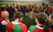 4 January 2025; The Clovers team huddle after their victory in the Celtic Challenge match between Clovers and Gwalia Lightning at Kingspan Stadium in Belfast. Photo by Ramsey Cardy/Sportsfile