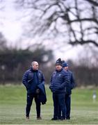 4 January 2025; Tipperary manager Liam Cahill, left, with Michael Bourke and John Smith, right, before the Intercounty Hurling Challenge Match between Tipperary and Clare at Páirc Shilean in Templemore, Tipperary. Photo by David Fitzgerald/Sportsfile