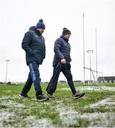 4 January 2025; Tipperary manager Liam Cahill, right, with John Smith before the Intercounty Hurling Challenge Match between Tipperary and Clare at Páirc Shilean in Templemore, Tipperary. Photo by David Fitzgerald/Sportsfile