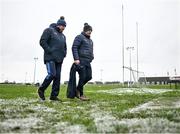 4 January 2025; Tipperary manager Liam Cahill, right, with John Smith before the Intercounty Hurling Challenge Match between Tipperary and Clare at Páirc Shilean in Templemore, Tipperary. Photo by David Fitzgerald/Sportsfile