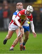 4 January 2025; Robbie Cotter of Cork in action against Seamus Fitzgerald of Waterford during the Intercounty Hurling Challenge Match between Waterford and Cork at Fraher Field in Dungarvan, Waterford. Photo by Seb Daly/Sportsfile