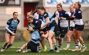 4 January 2025; Aoife Dalton of Wolfhounds is tackled by Sky Phimster of Glasgow Warriors during the Celtic Challenge match between Wolfhounds and Glasgow Warriors at Kingspan Stadium in Belfast. Photo by Ramsey Cardy/Sportsfile