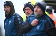 4 January 2025; Waterford management team, including manager Peter Queally, centre, with selectors Dan Shanahan, left, and Eoin Kelly during the Intercounty Hurling Challenge Match between Waterford and Cork at Fraher Field in Dungarvan, Waterford. Photo by Seb Daly/Sportsfile