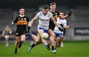 4 January 2025; Ruairi Forbes of Ballinderry in action against Daniel Kirby of Austin Stacks during the AIB GAA Football All-Ireland Intermediate Club Championship semi-final match between Austin Stacks and Ballinderry at Parnell Park in Dublin. Photo by Ben McShane/Sportsfile