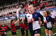 4 January 2025; Dannah O’Brien of Wolfhounds before the Celtic Challenge match between Wolfhounds and Glasgow Warriors at Kingspan Stadium in Belfast. Photo by Ramsey Cardy/Sportsfile