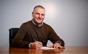 10 Janury 2025; Republic of Ireland U21 manager Jim Crawford signs a contract renewal, at FAI Headquarters in Abbotstown, Dublin. Photo by Seb Daly/Sportsfile