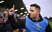 4 January 2025; Ballinderry manager Jarlath Bell gestures to supporters after the AIB GAA Football All-Ireland Intermediate Club Championship semi-final match between Austin Stacks and Ballinderry at Parnell Park in Dublin. Photo by Ben McShane/Sportsfile