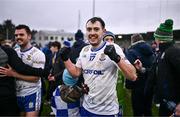 4 January 2025; Eoin Devlin of Ballinderry celebrates after his side's victory in the AIB GAA Football All-Ireland Intermediate Club Championship semi-final match between Austin Stacks and Ballinderry at Parnell Park in Dublin. Photo by Ben McShane/Sportsfile