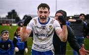 4 January 2025; Gareth McKinless of Ballinderry celebrates after his side's victory in the AIB GAA Football All-Ireland Intermediate Club Championship semi-final match between Austin Stacks and Ballinderry at Parnell Park in Dublin. Photo by Ben McShane/Sportsfile